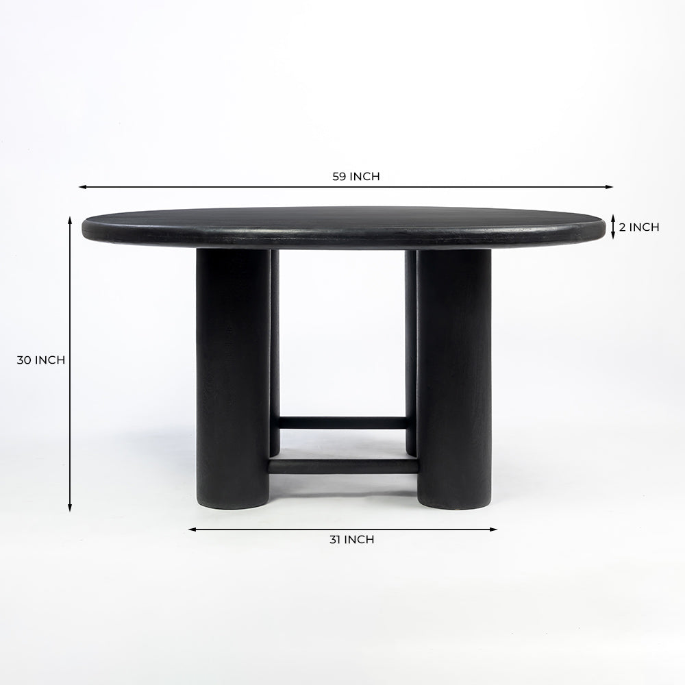 Elysianis Leewell 6 Seater Dining Table - Black