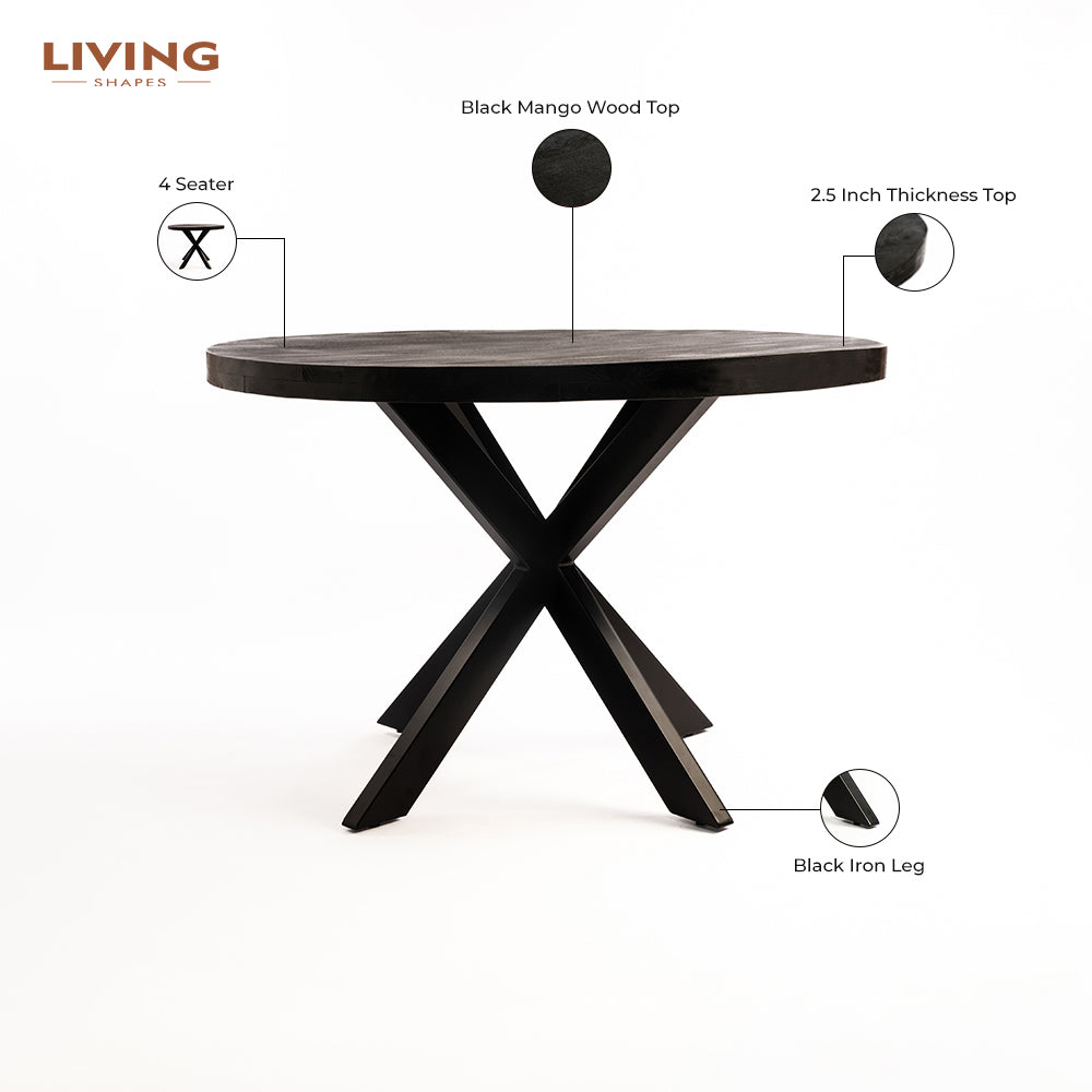 Vervella Shine 4 Seater Dining Table - Black