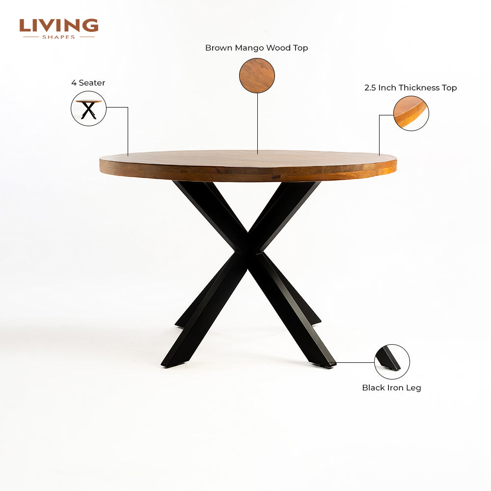 Vervella Shine 4 Seater Dining Table - Brown