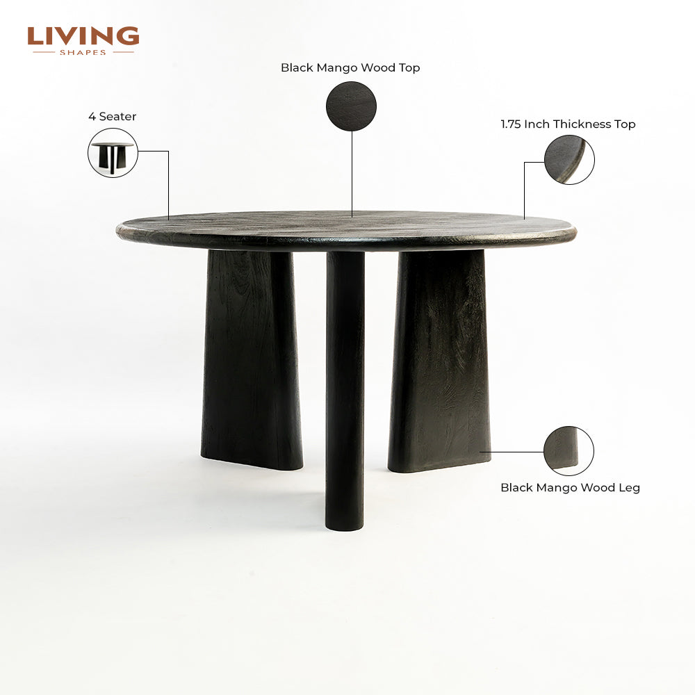 Perivelle Grace 4 Seater Dining Table - Black