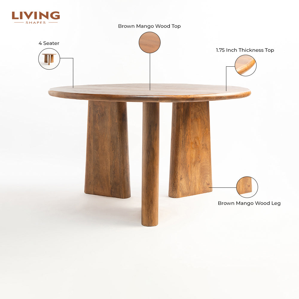 Perivelle Grace 4 Seater Dining Table - Brown