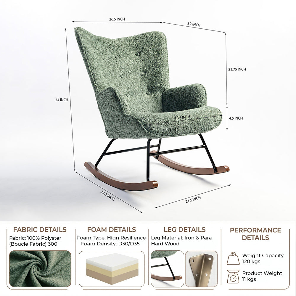 Nexora Prime Rocking Chair - Green