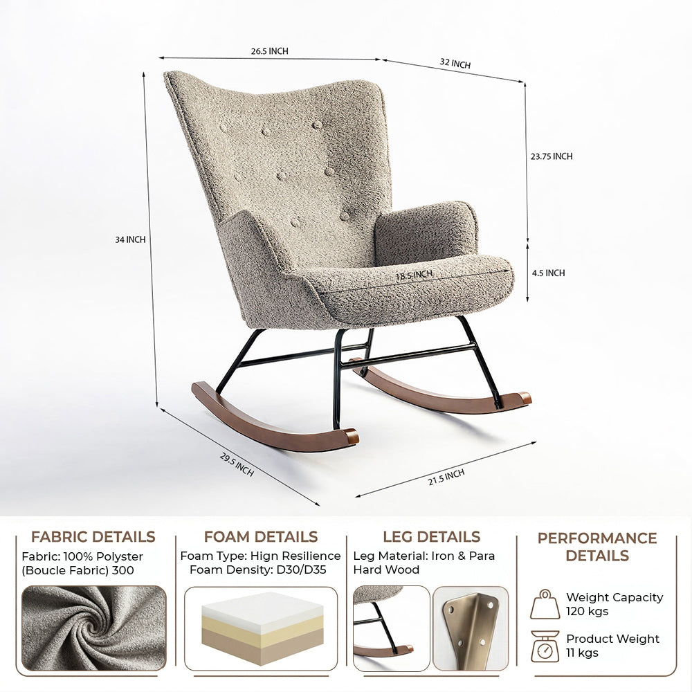 Nexora Prime Rocking Chair - Grey
