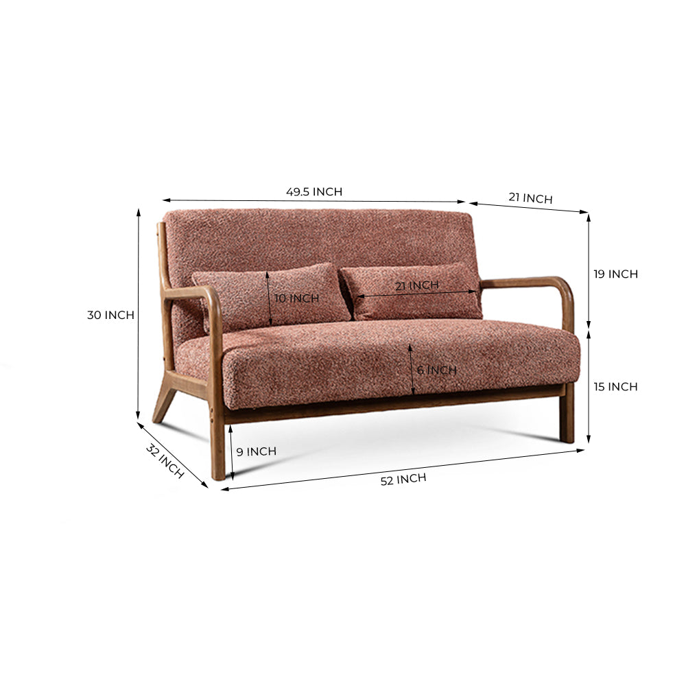 Roxanne 2 seater Sofa - Rose Brown