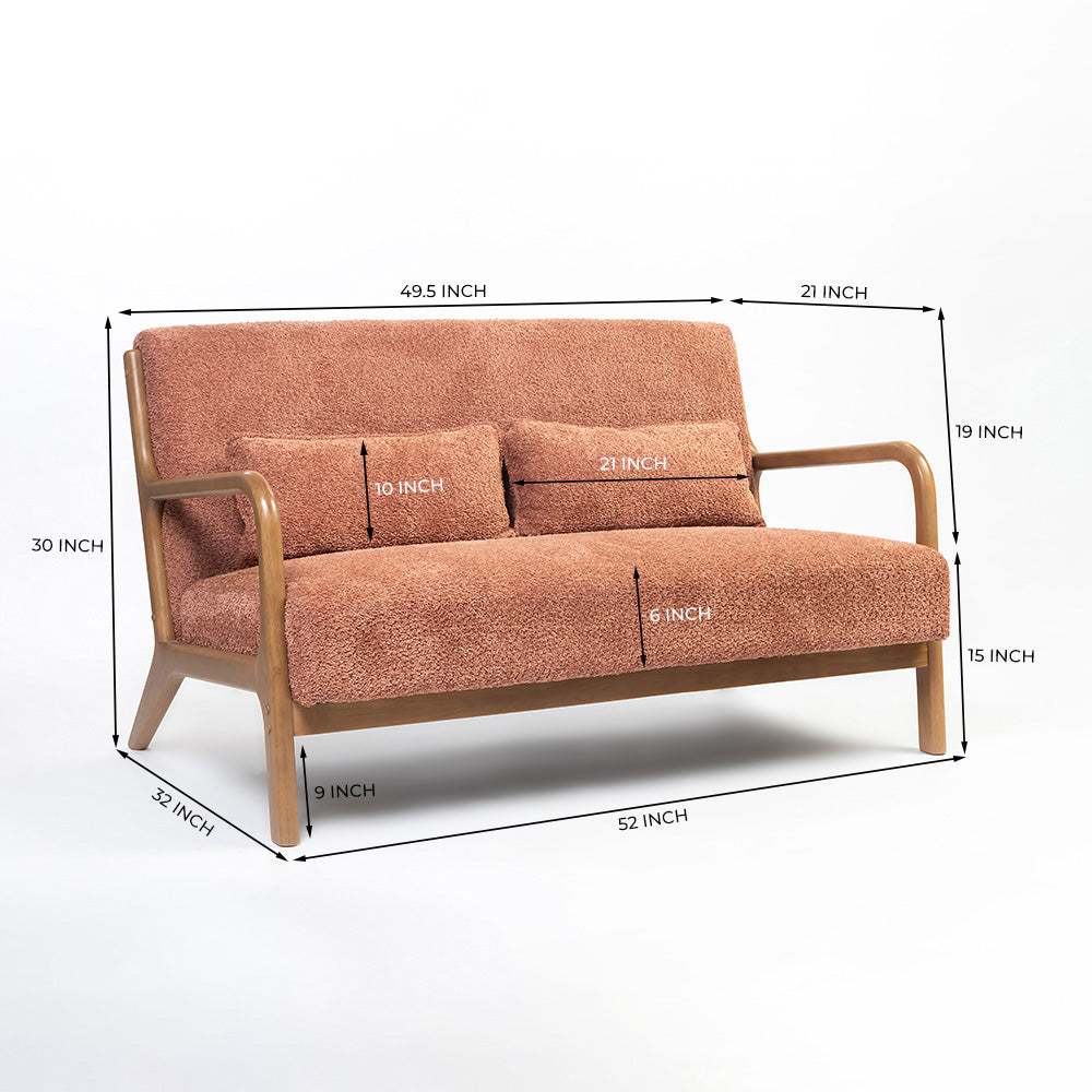Roxanne 2 seater Sofa - Rose Brown