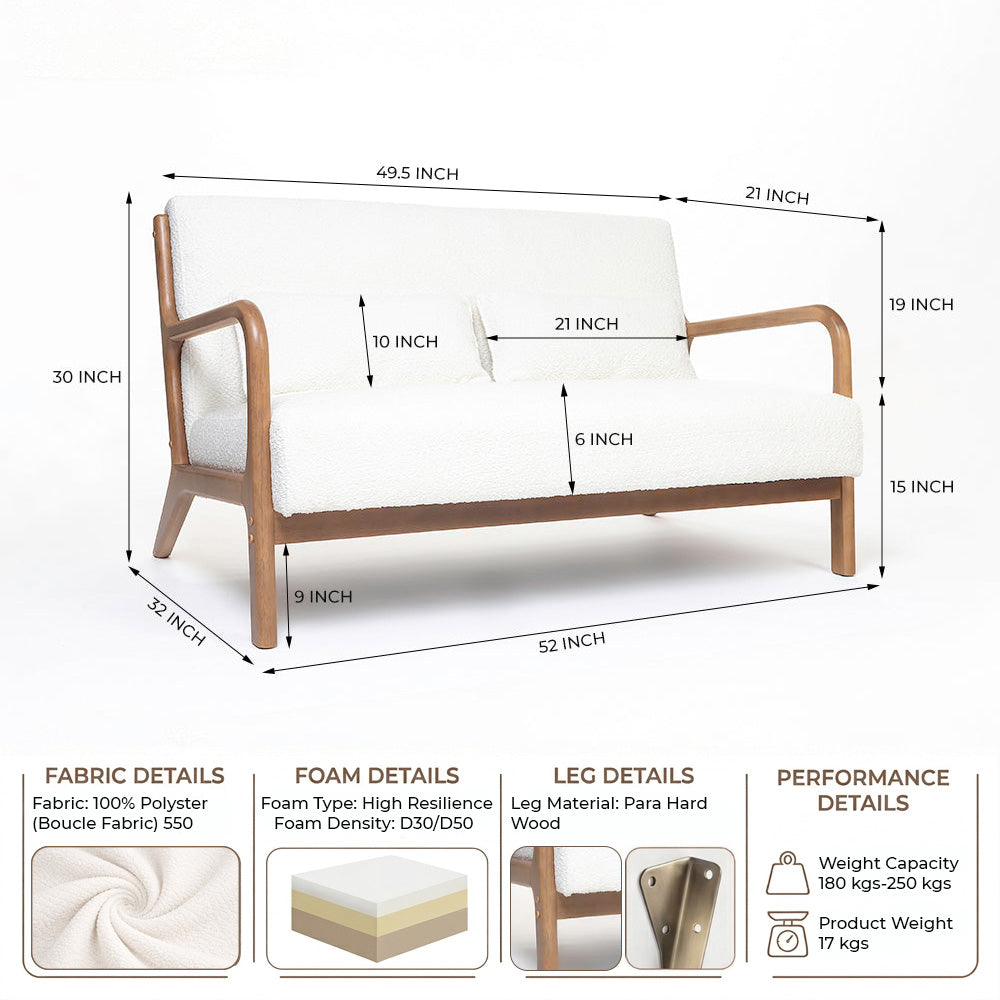 Roxanne 2 seater Sofa - White