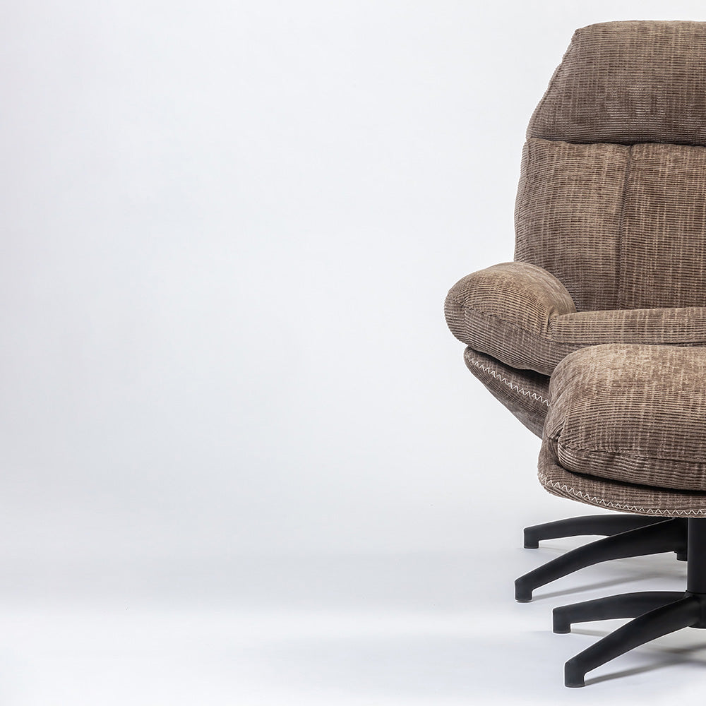 Hoopie Velvet Chair with ottoman