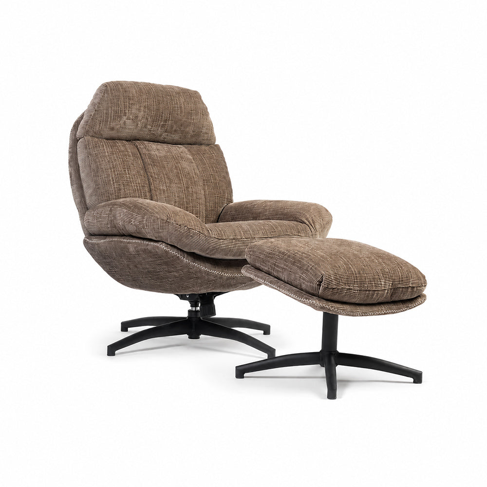 Hoopie Velvet Chair with ottoman