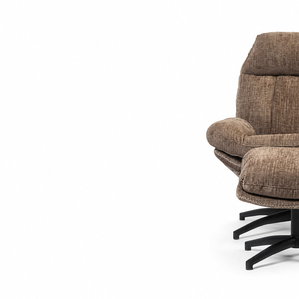 Hoopie Velvet Chair with ottoman