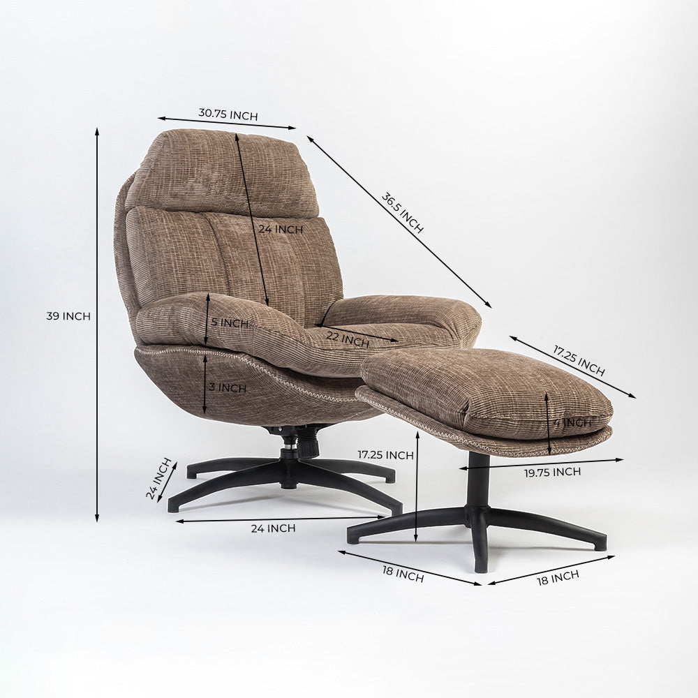 Hoopie Velvet Chair with ottoman