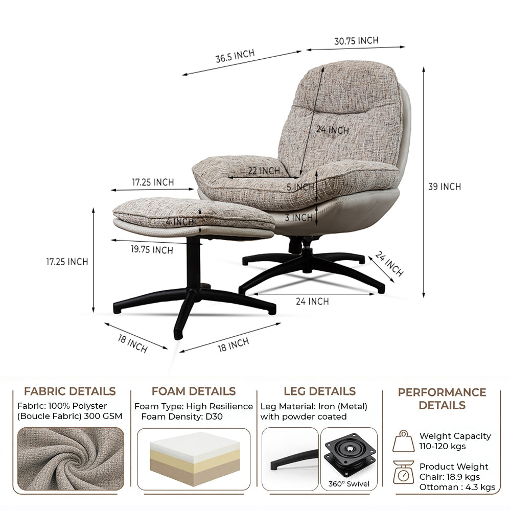 Nimbus Boucle Chair with ottoman