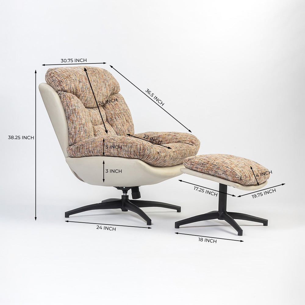 Bob Segar Boucle Chair with ottoman