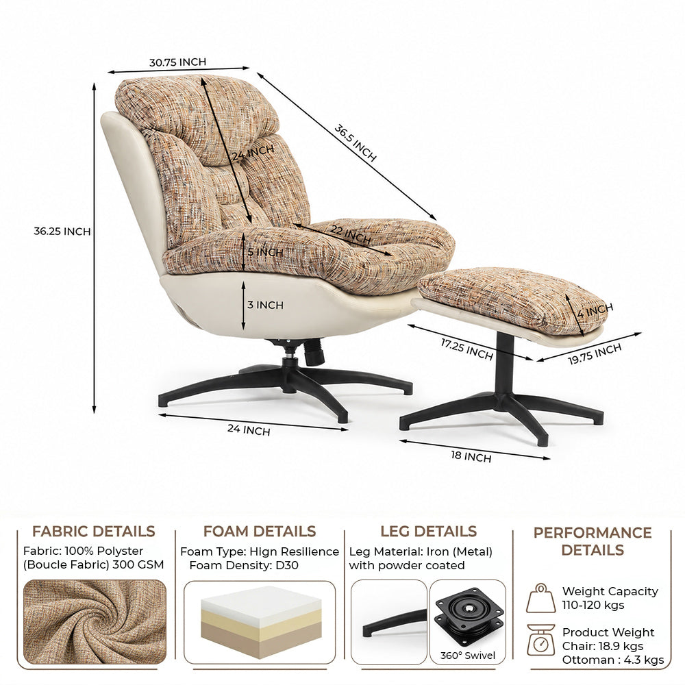 Bob Segar Boucle Chair with ottoman