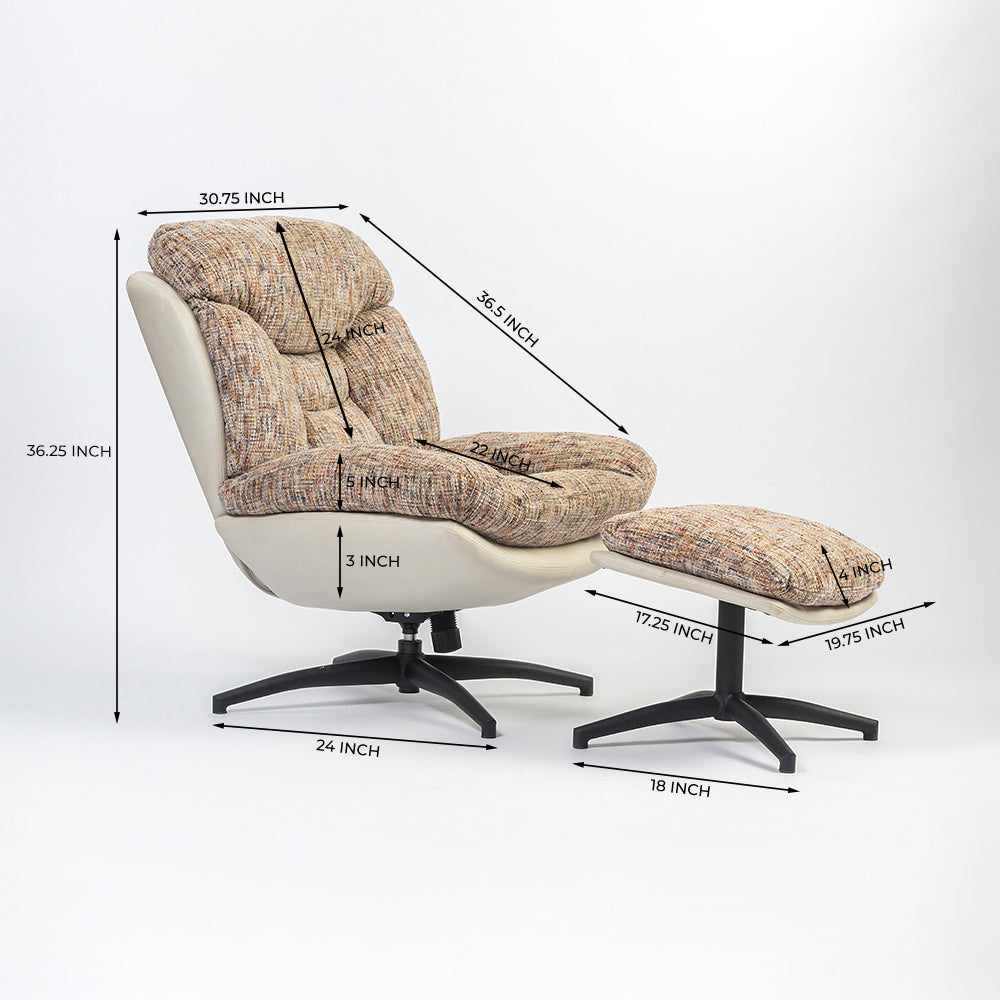 Bob Segar Boucle Chair with ottoman
