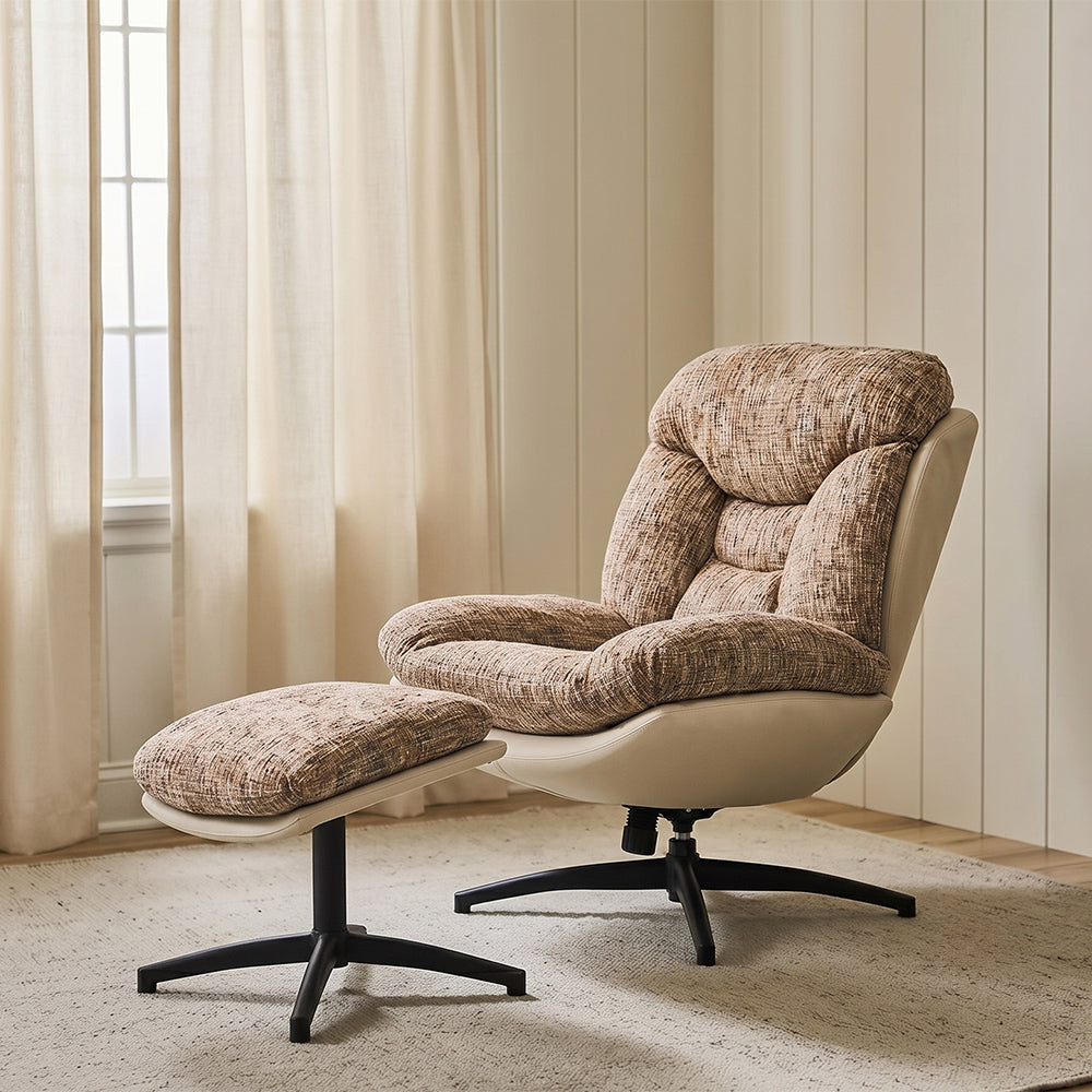 Bob Segar Boucle Chair with ottoman