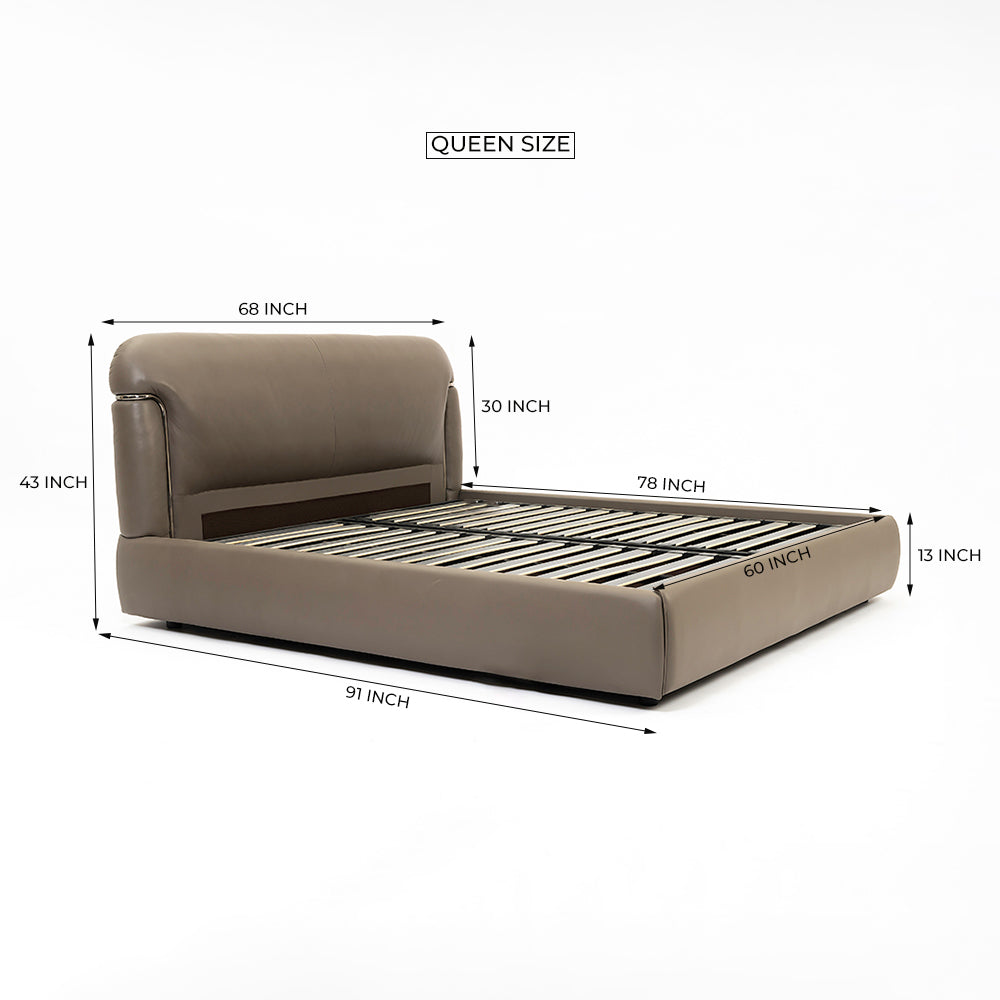 Auburn Leather Bed - Queen Bed Bed + 1 Bedside Table Bed + 2 Bedside Table