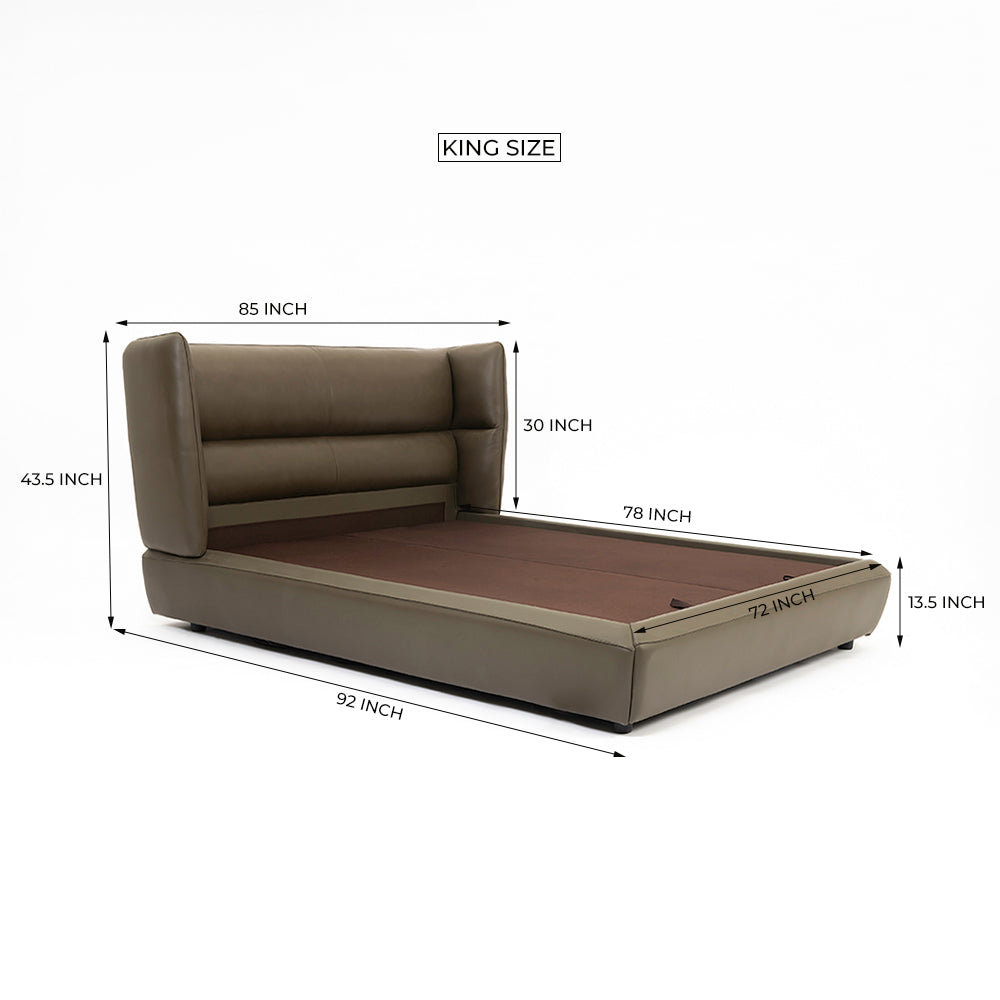 Bronze Tan Leather Bed - King Bed Bed + 1 Bedside Table Bed + 2 Bedside Table