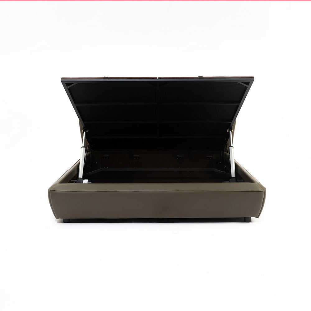 Bronze Tan Leather Bed - Double bed Queen King Bed Bed + 1 Bedside Table Bed + 2 Bedside Table