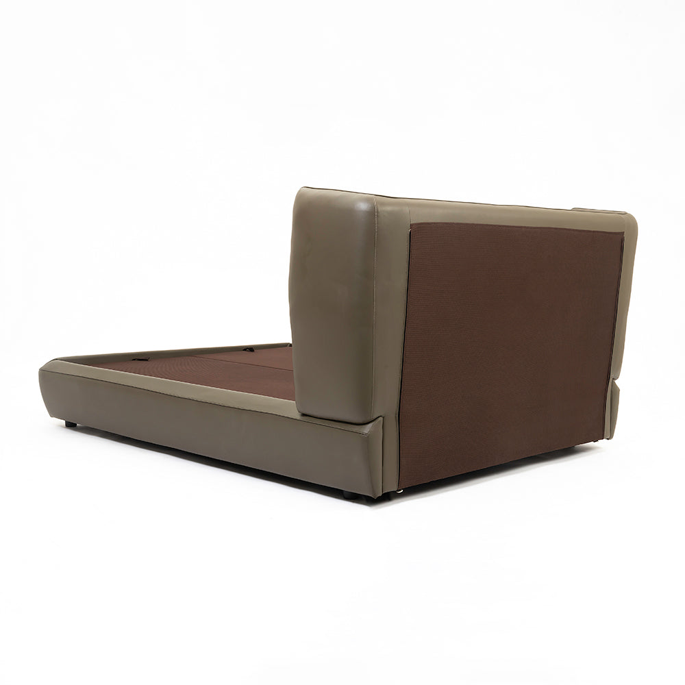 Bronze Tan Leather Bed - Double bed Queen King Bed Bed + 1 Bedside Table Bed + 2 Bedside Table