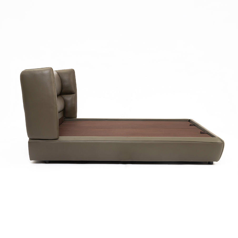 Bronze Tan Leather Bed - Double bed Queen King Bed Bed + 1 Bedside Table Bed + 2 Bedside Table