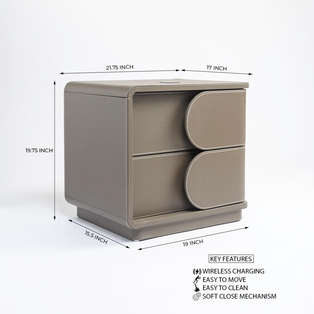 Bronze Tan Leather Bed - Double bed Queen King Bed Bed + 1 Bedside Table Bed + 2 Bedside Table