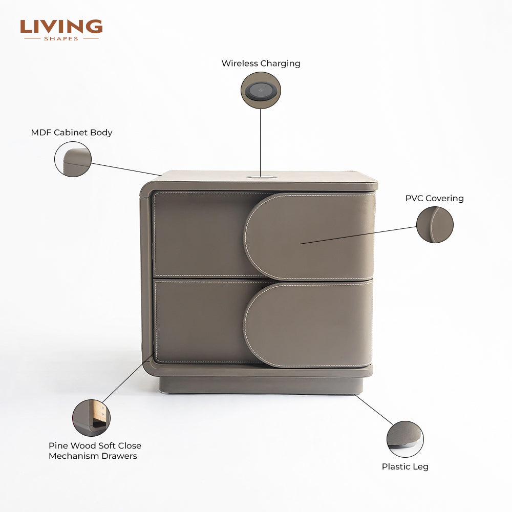 Bronze Tan Leather Bed - Double bed Queen King Bed Bed + 1 Bedside Table Bed + 2 Bedside Table