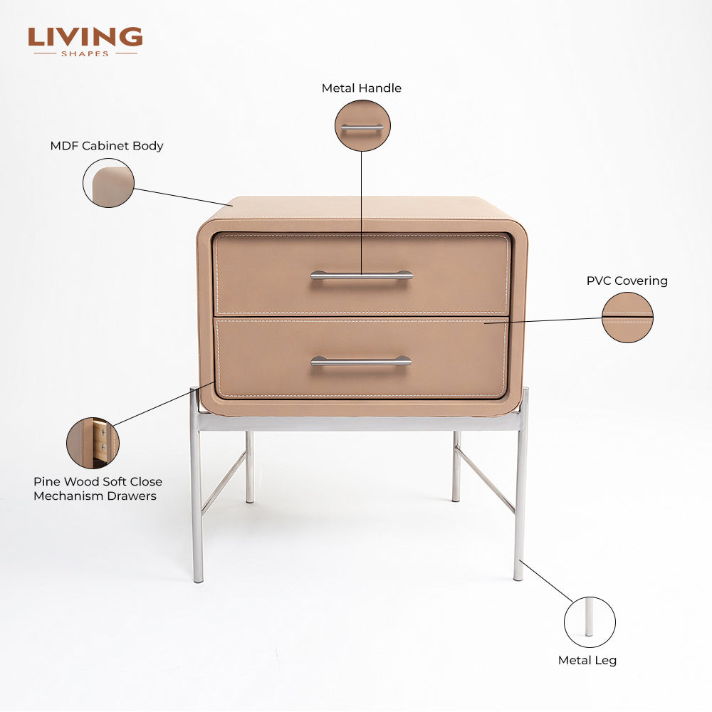 Sable Leather Bed - King Double bed Queen Bed Bed + 1 Bedside Table Bed + 2 Bedside Table