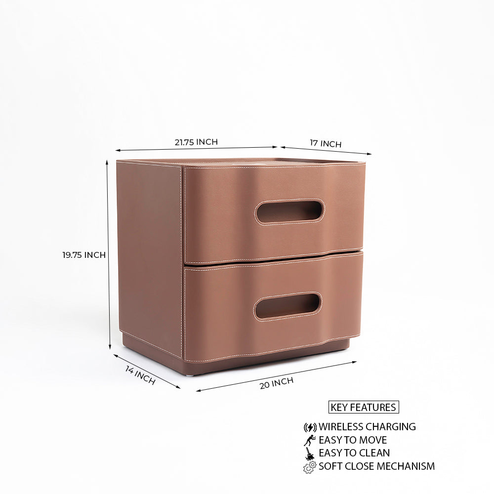 Amorous Leather Bed - Double bed Bed Bed + 1 Bedside Table Bed + 2 Bedside Table