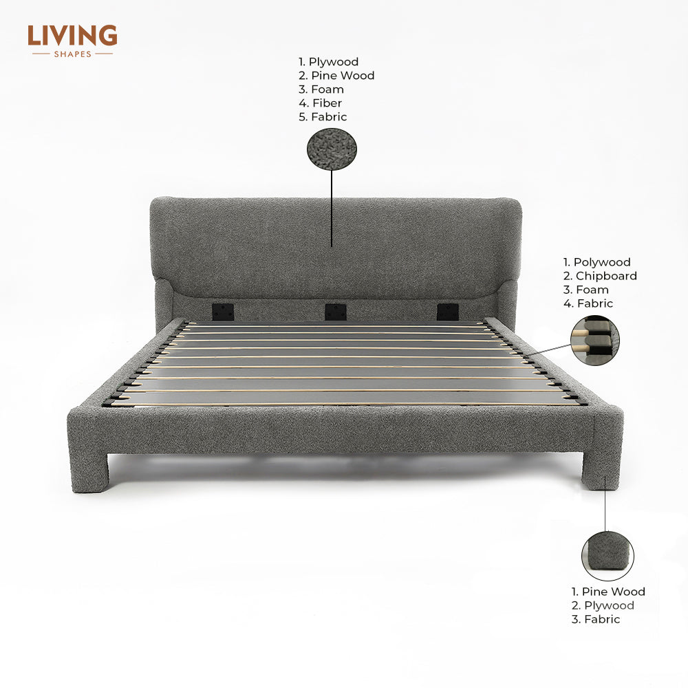 Forge Upholstered Bed - Grey