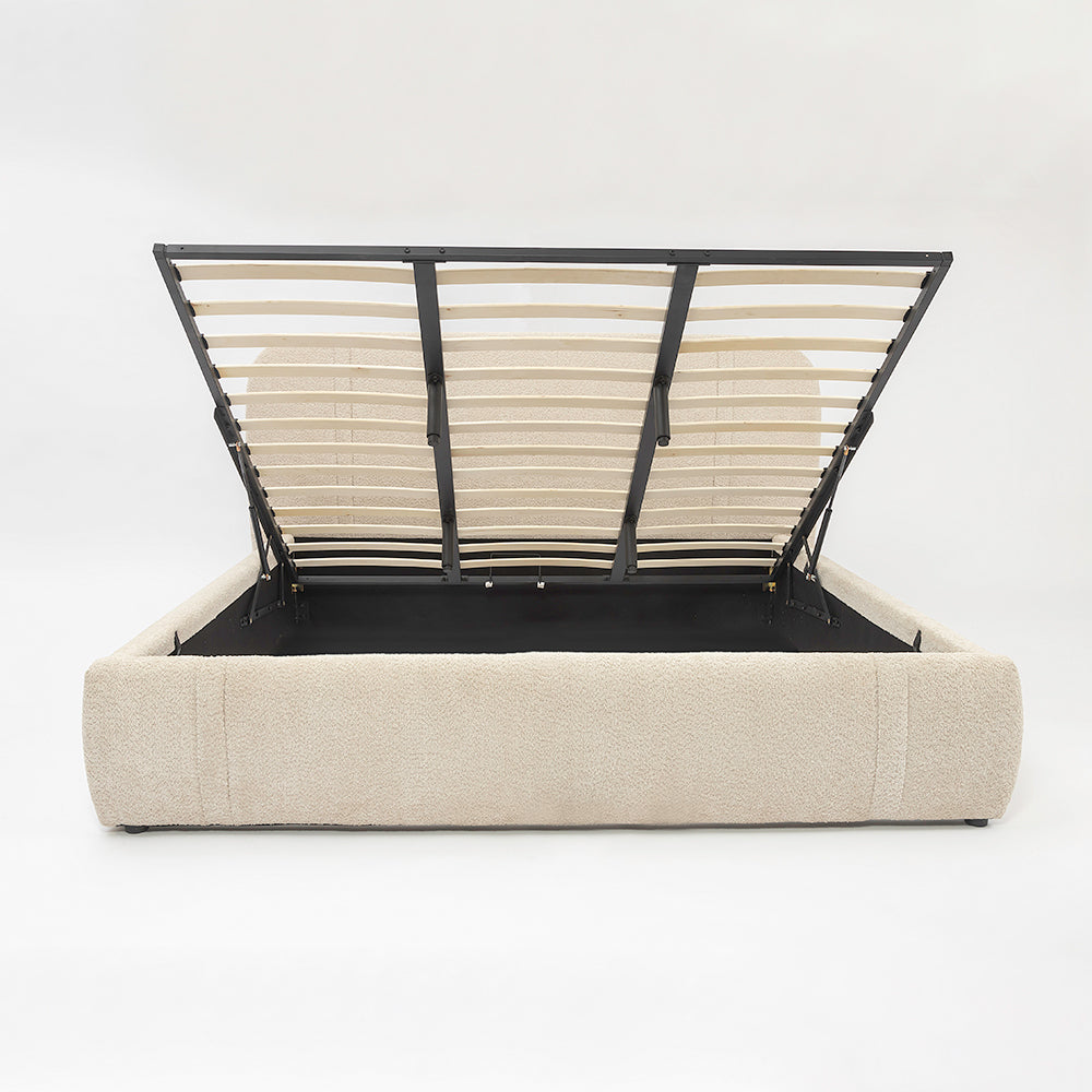 Boucle Beam Upholstered Bed