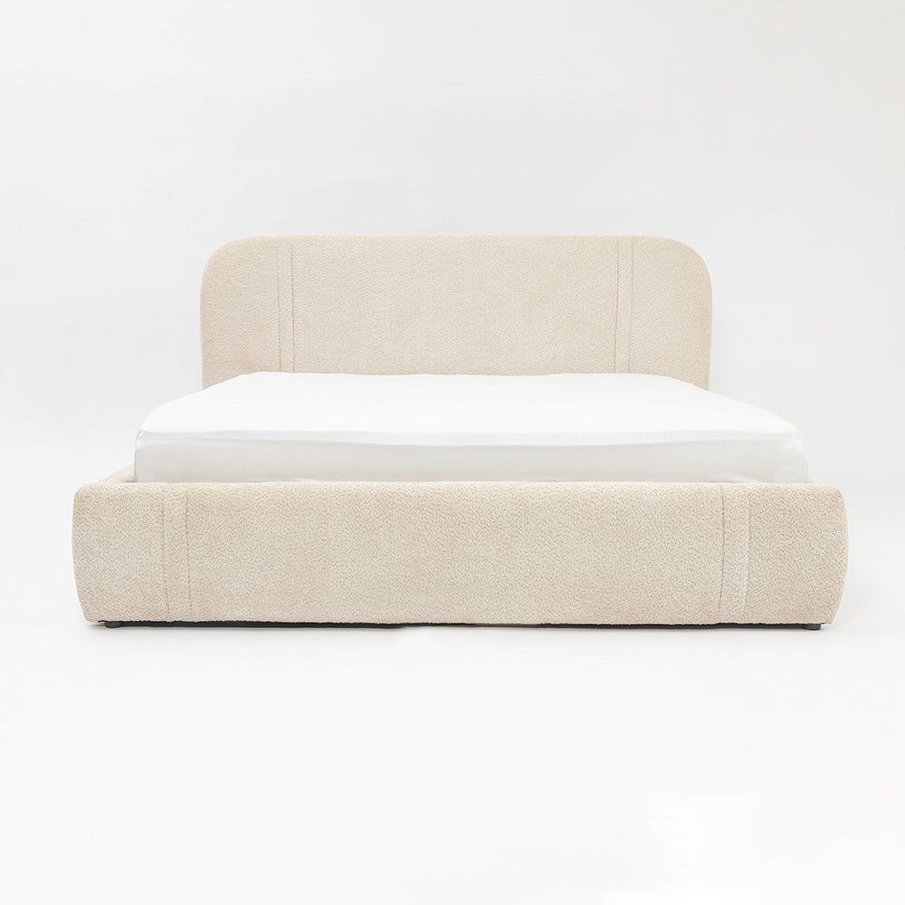 Boucle Beam Upholstered Bed