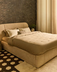 Boucle Beam Upholstered Bed