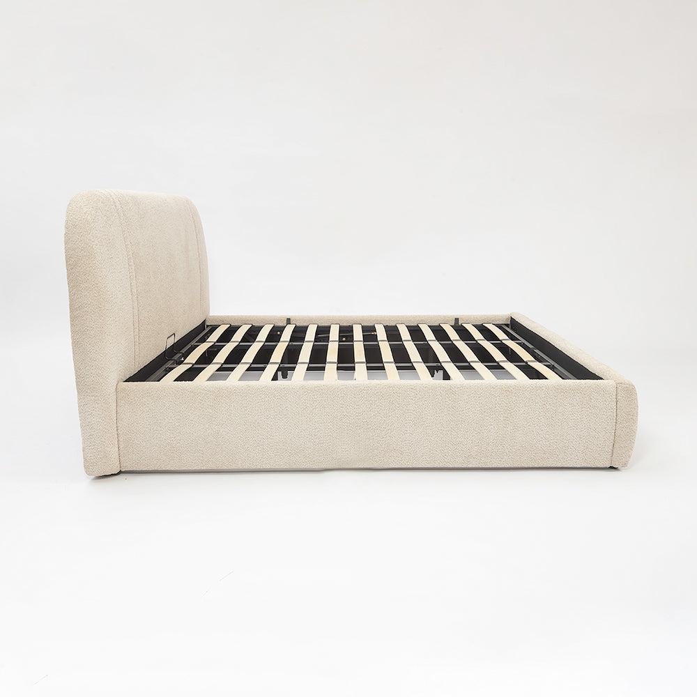 Boucle Beam Upholstered Bed