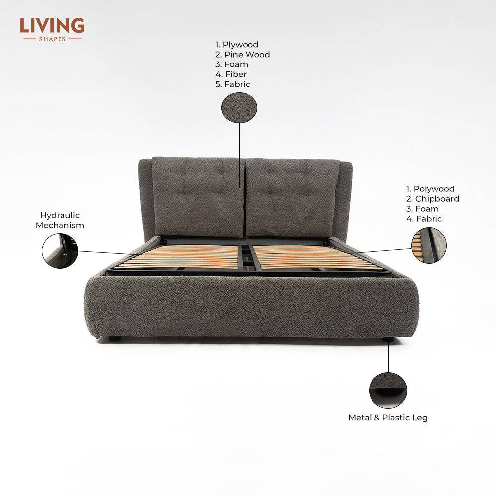 Heritage Upholstered Bed - Boucle - King Queen Double