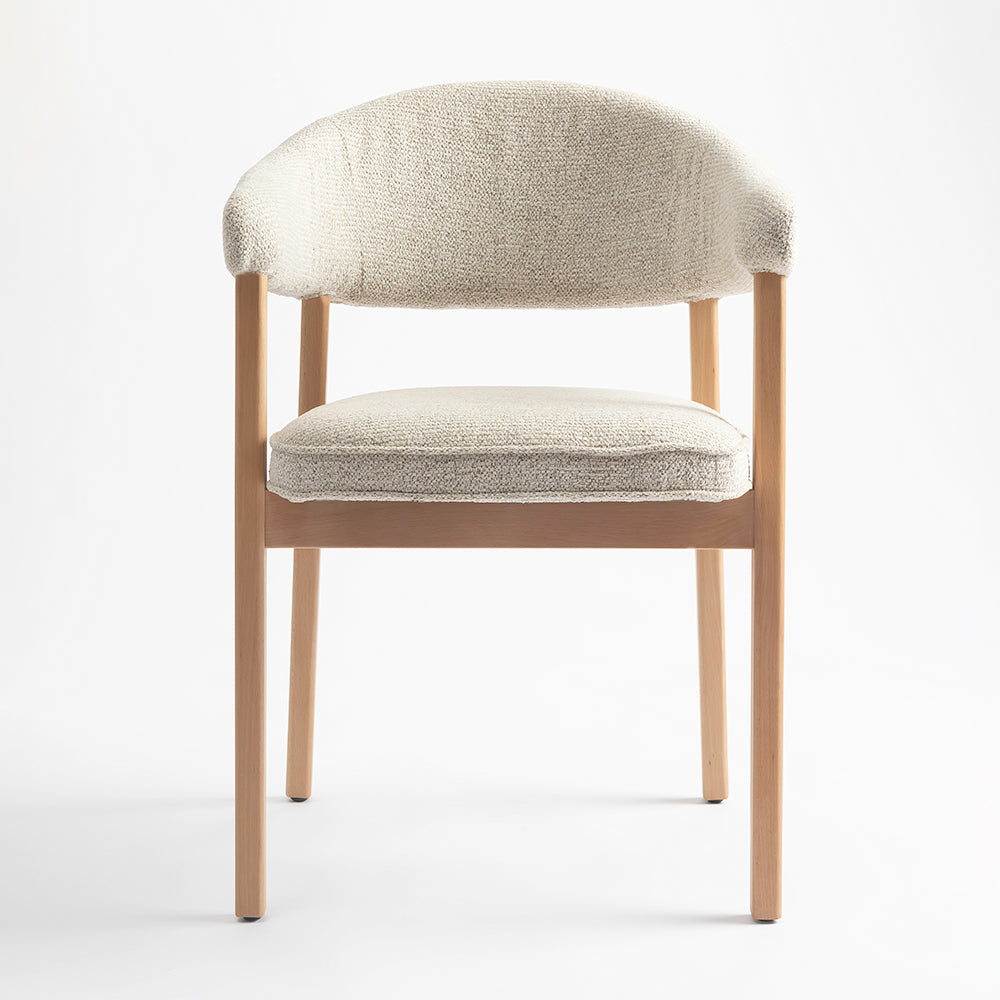 Beechcraft Boucle Wooden Dining Chair - Beige