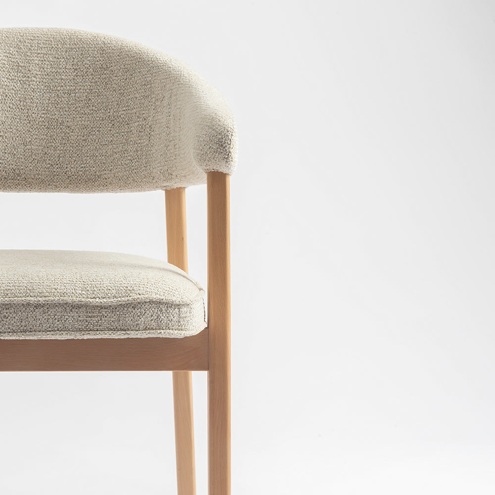 Beechcraft Boucle Wooden Dining Chair - Beige