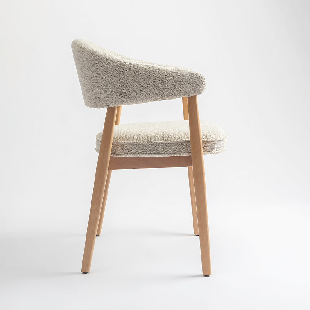 Beechcraft Boucle Wooden Dining Chair - Beige