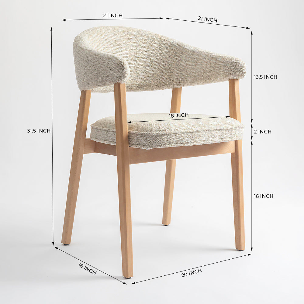 Beechcraft Boucle Wooden Dining Chair - Beige