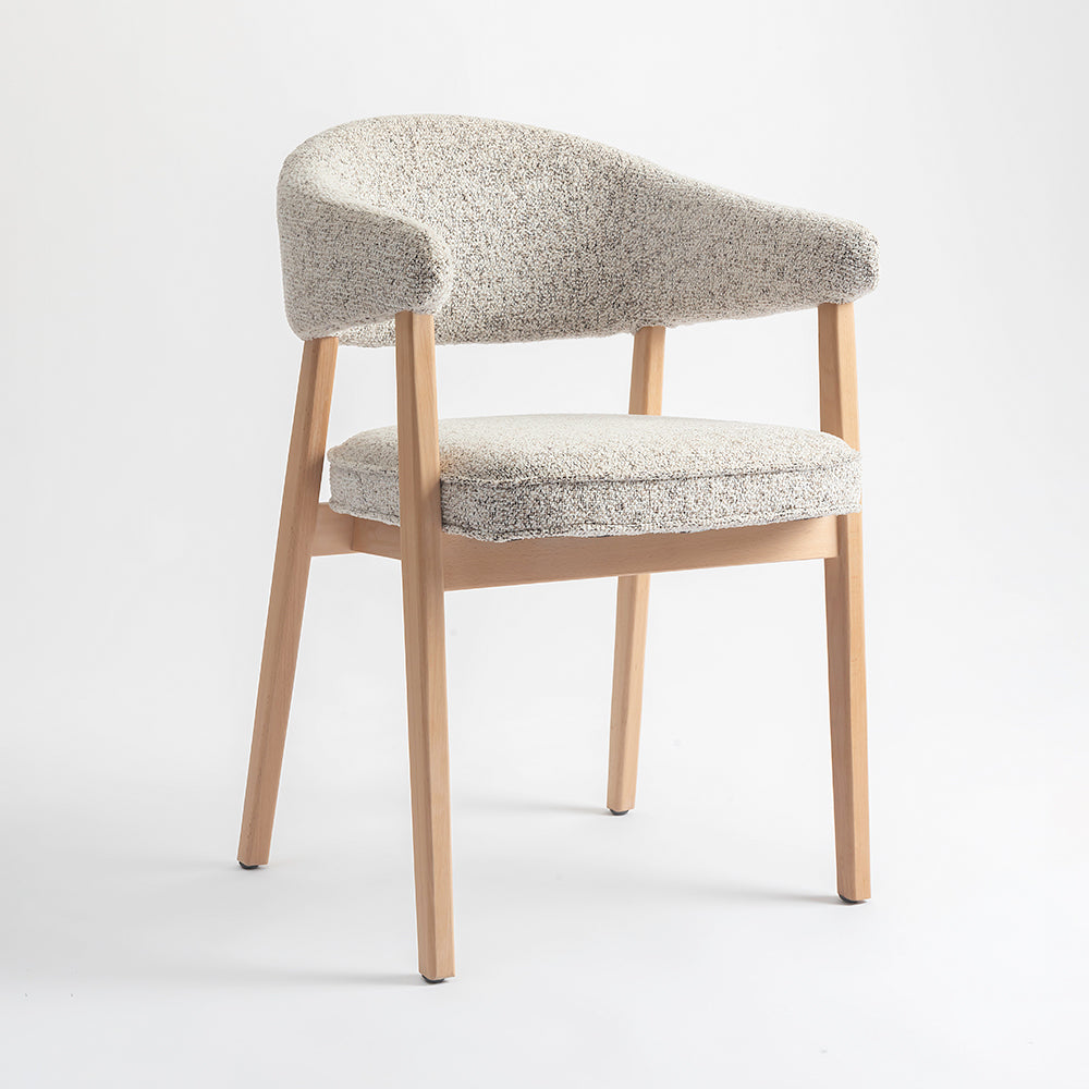 Beechcraft Boucle Wooden Dining Chair - Light Brown