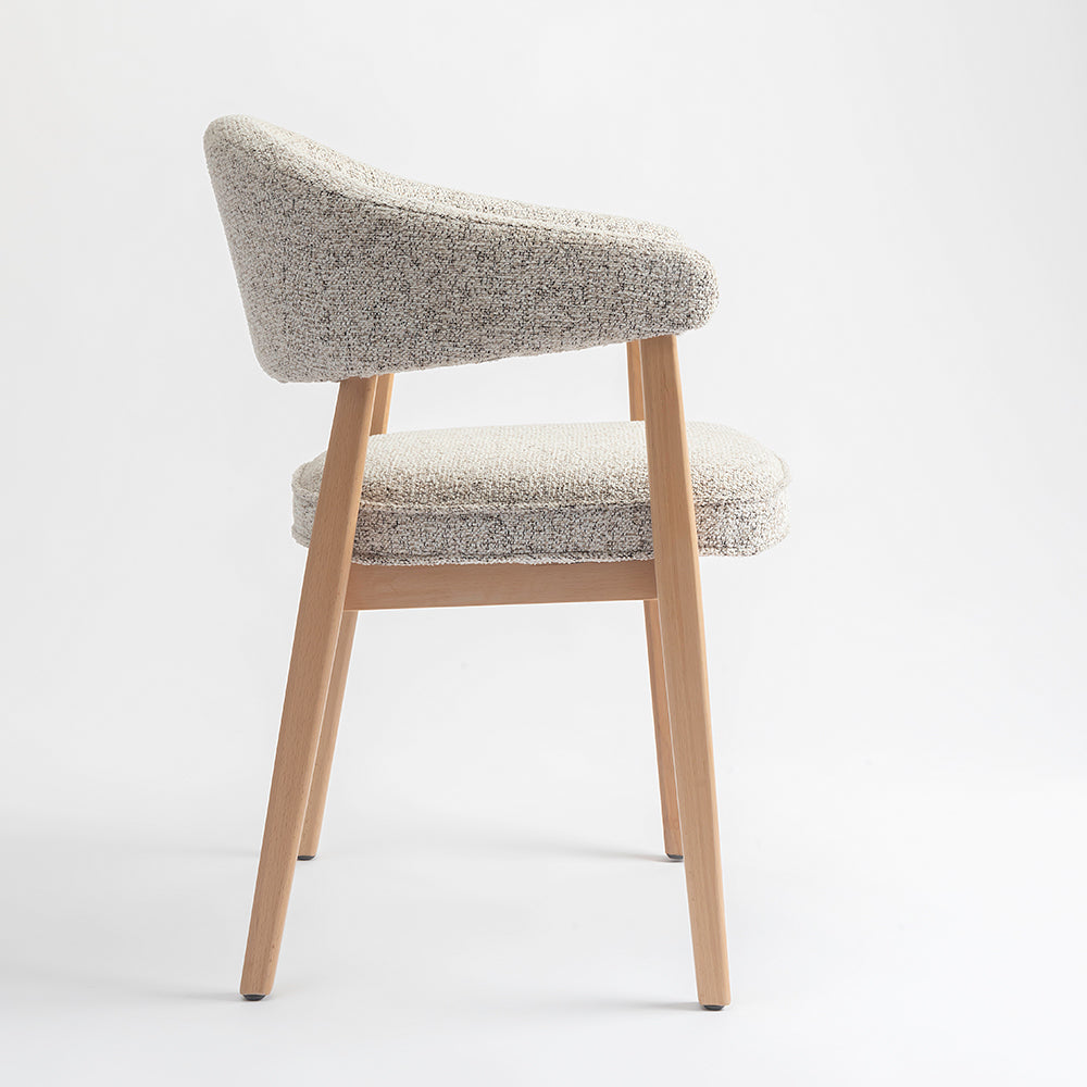 Beechcraft Boucle Wooden Dining Chair - Light Brown