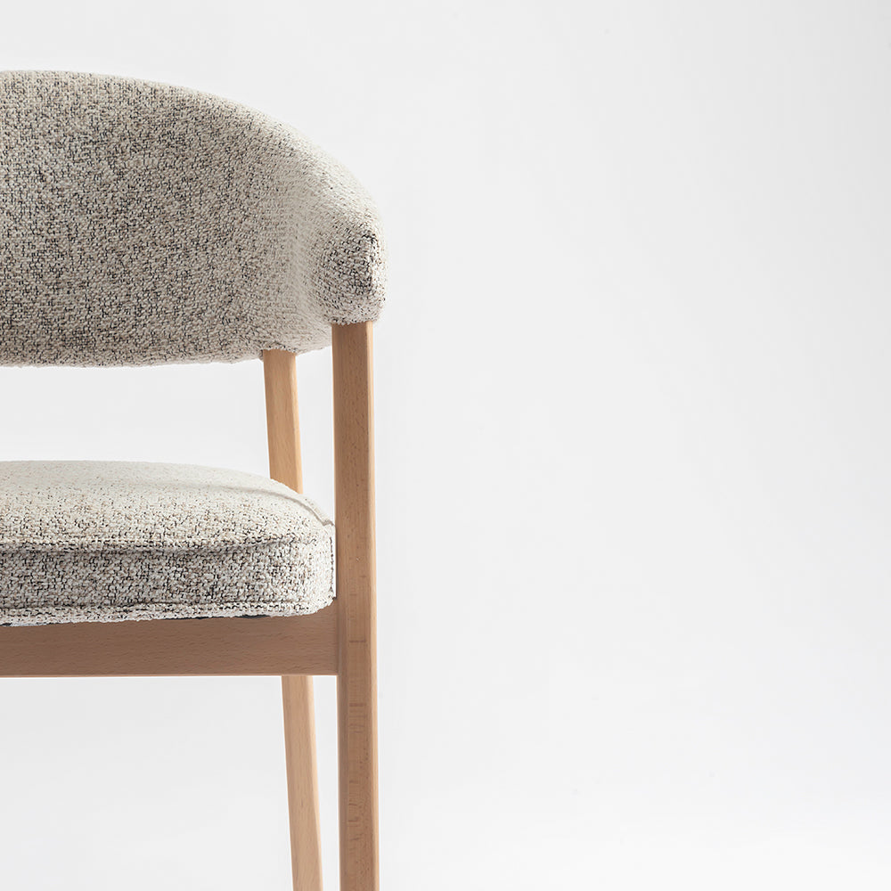 Beechcraft Boucle Wooden Dining Chair - Light Brown