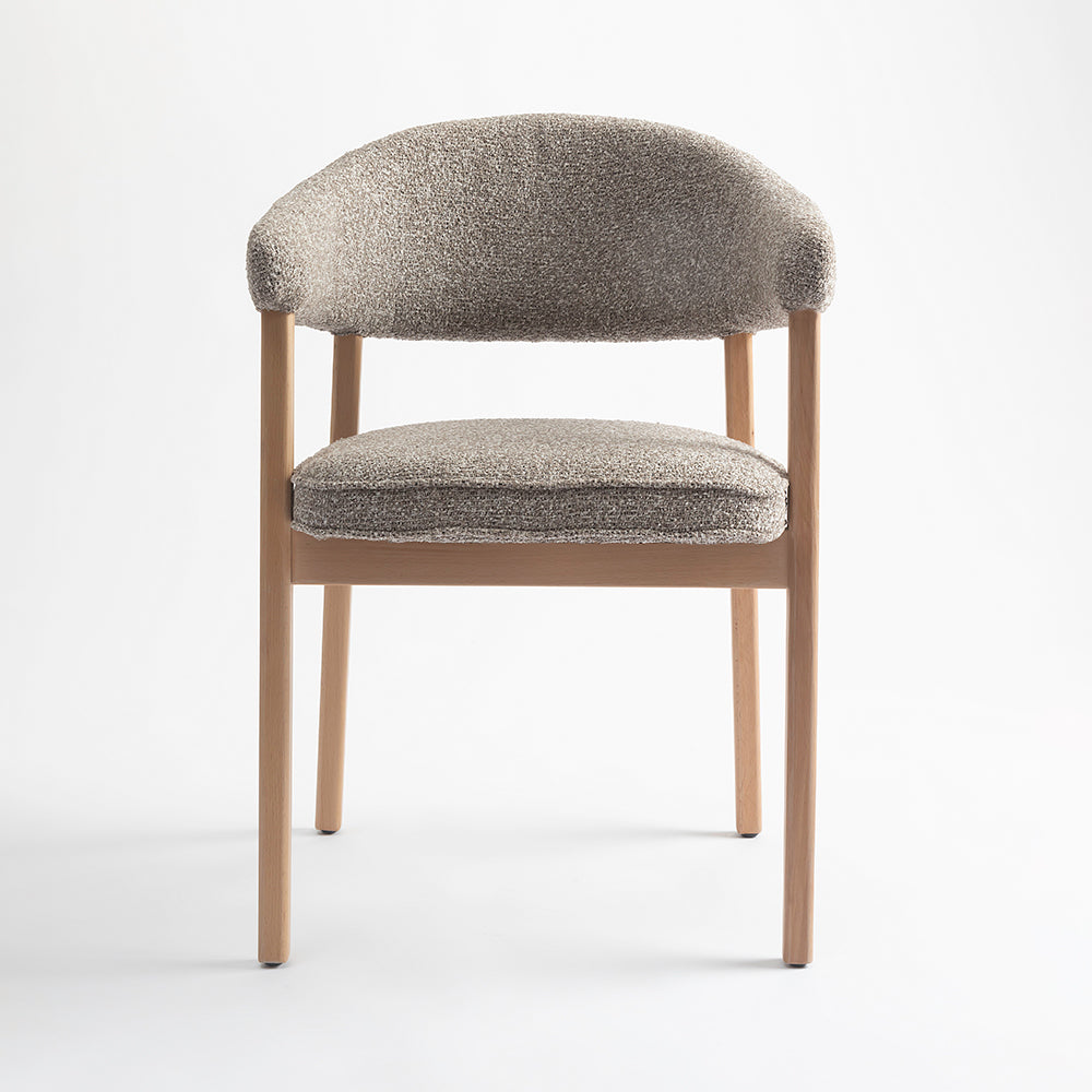 Beechcraft Boucle Wooden Dining Chair - Light Khaki