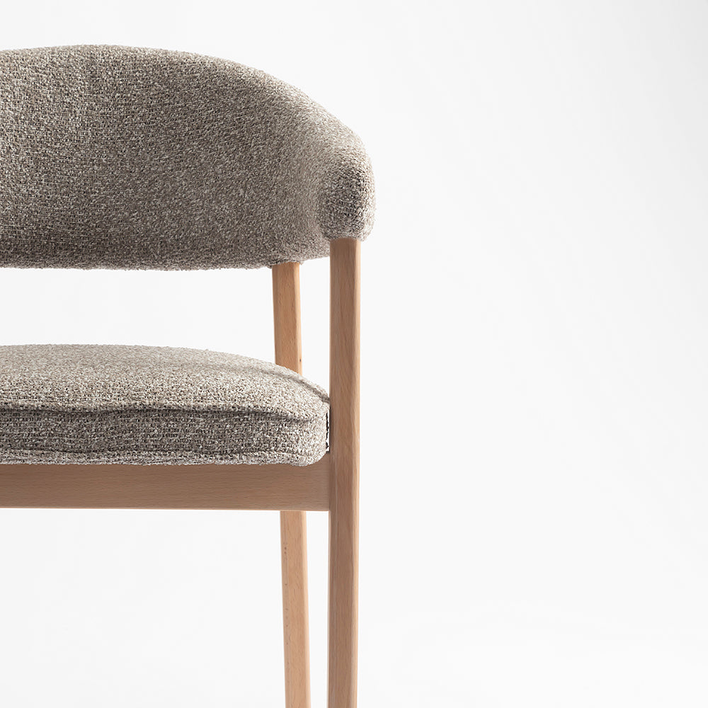 Beechcraft Boucle Wooden Dining Chair - Light Khaki