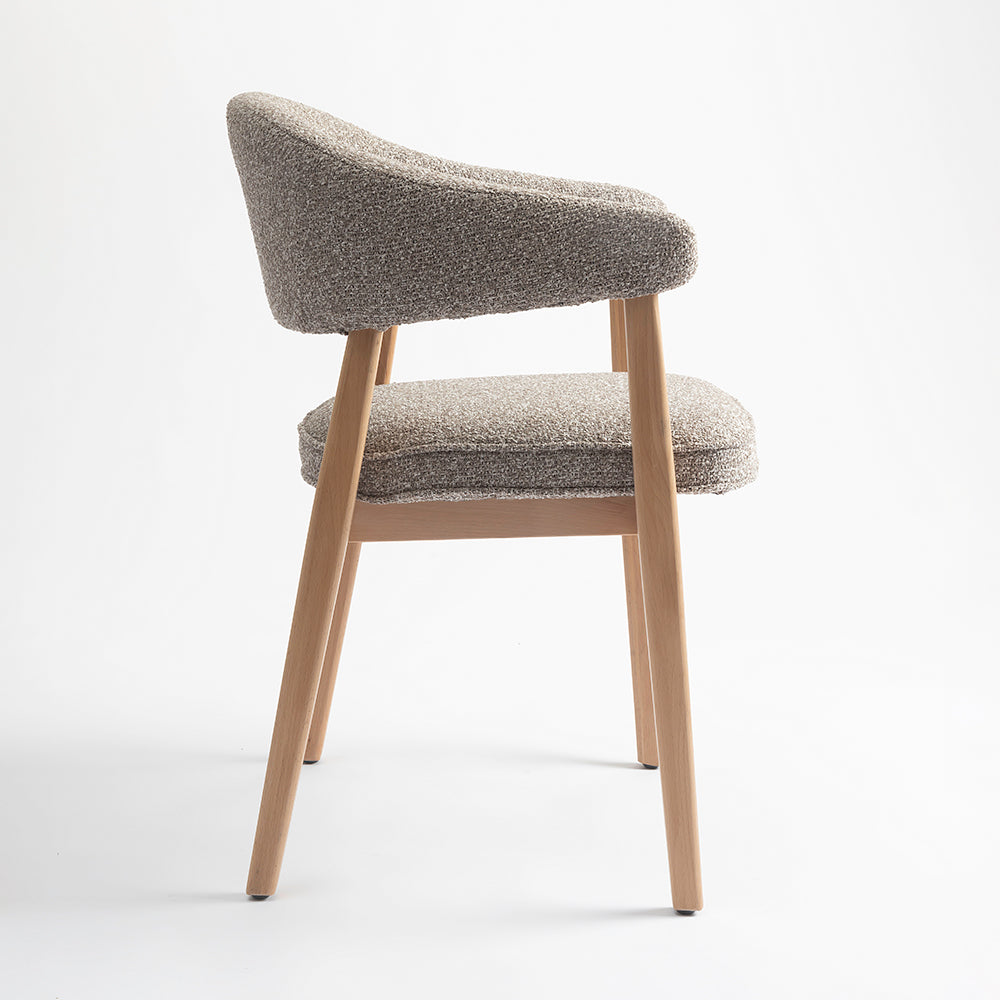 Beechcraft Boucle Wooden Dining Chair - Light Khaki