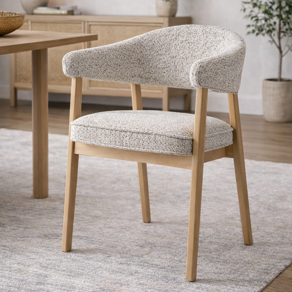 Beechcraft Boucle Wooden Dining Chair - Light Brown