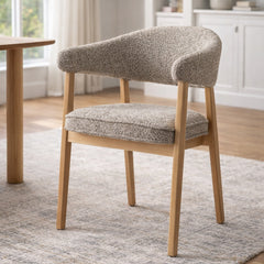 Beechcraft Boucle Wooden Dining Chair - Light Khaki