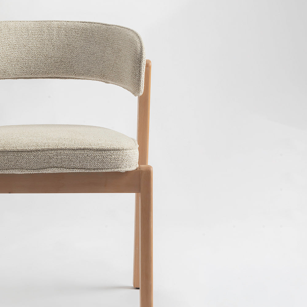Harbor Boucle Wooden Dining Chair - Beige