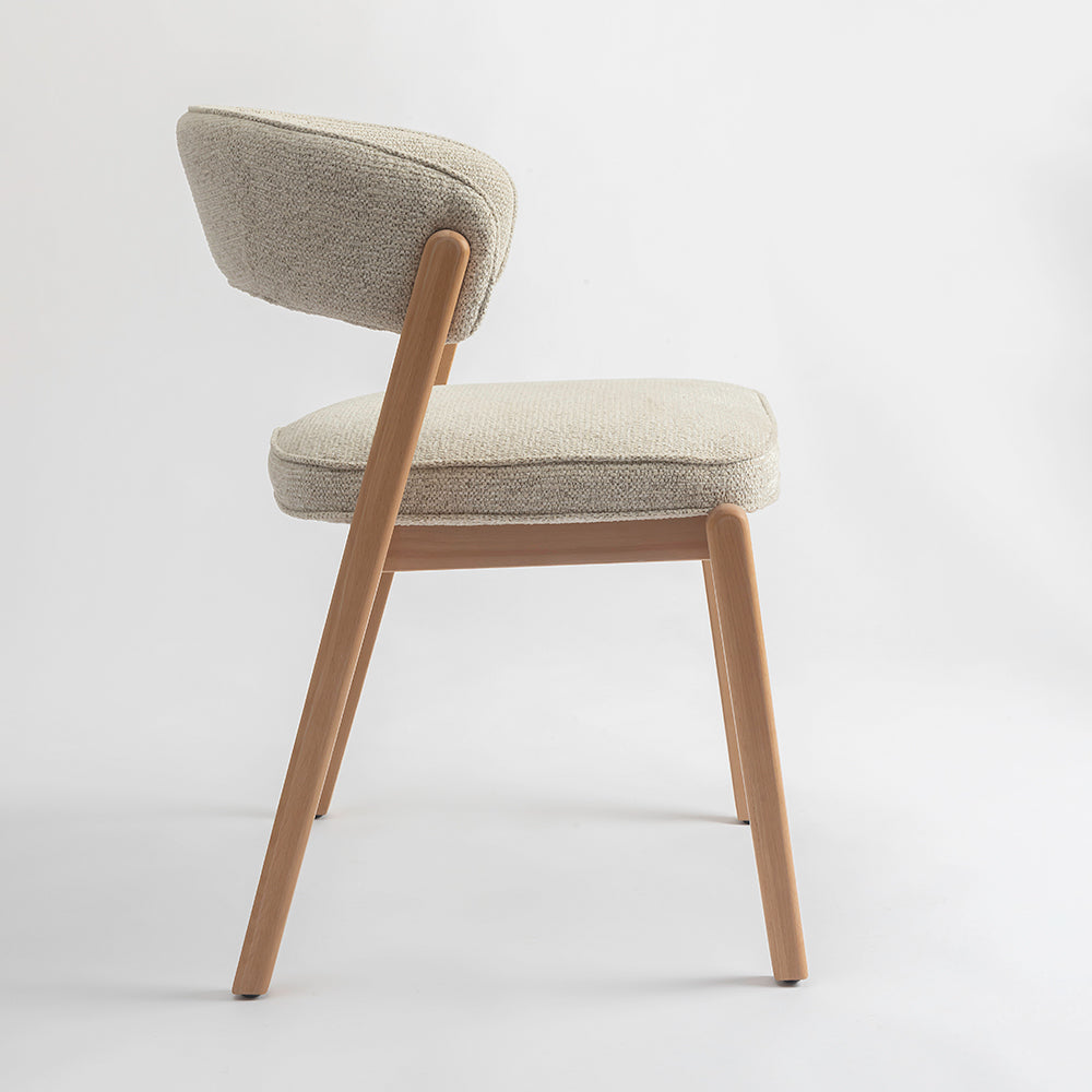 Harbor Boucle Wooden Dining Chair - Beige