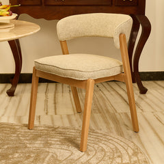 Harbor Boucle Wooden Dining Chair - Beige