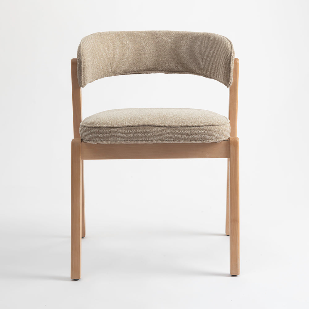 Harbor Boucle Wooden Dining Chair - Flaxen